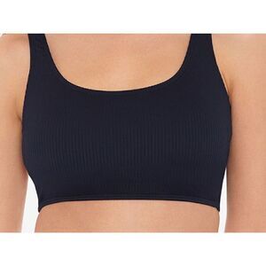 1095 salt + Cove Ribbed Long-Line Bikini Top BLACK sz S new